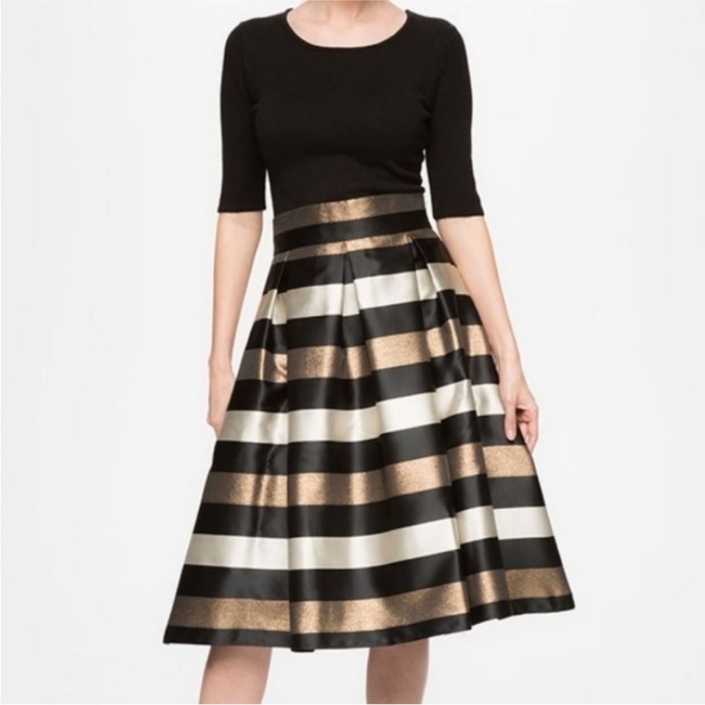 Eliza J Black and Gold Striped Skirt